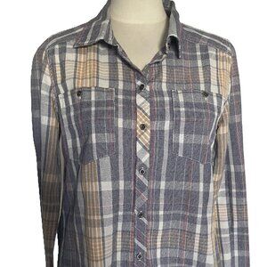 ROXY Plaid Button Up Long-Sleeved Shirt
